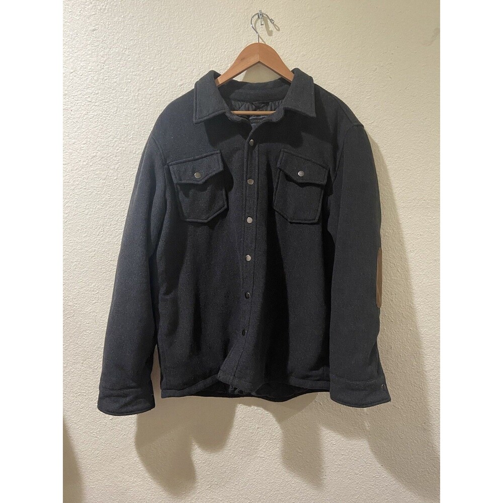 New Bleecker & Broad Shirt Jacket Gray Wool Long Sleeve Collared Mens Size Large